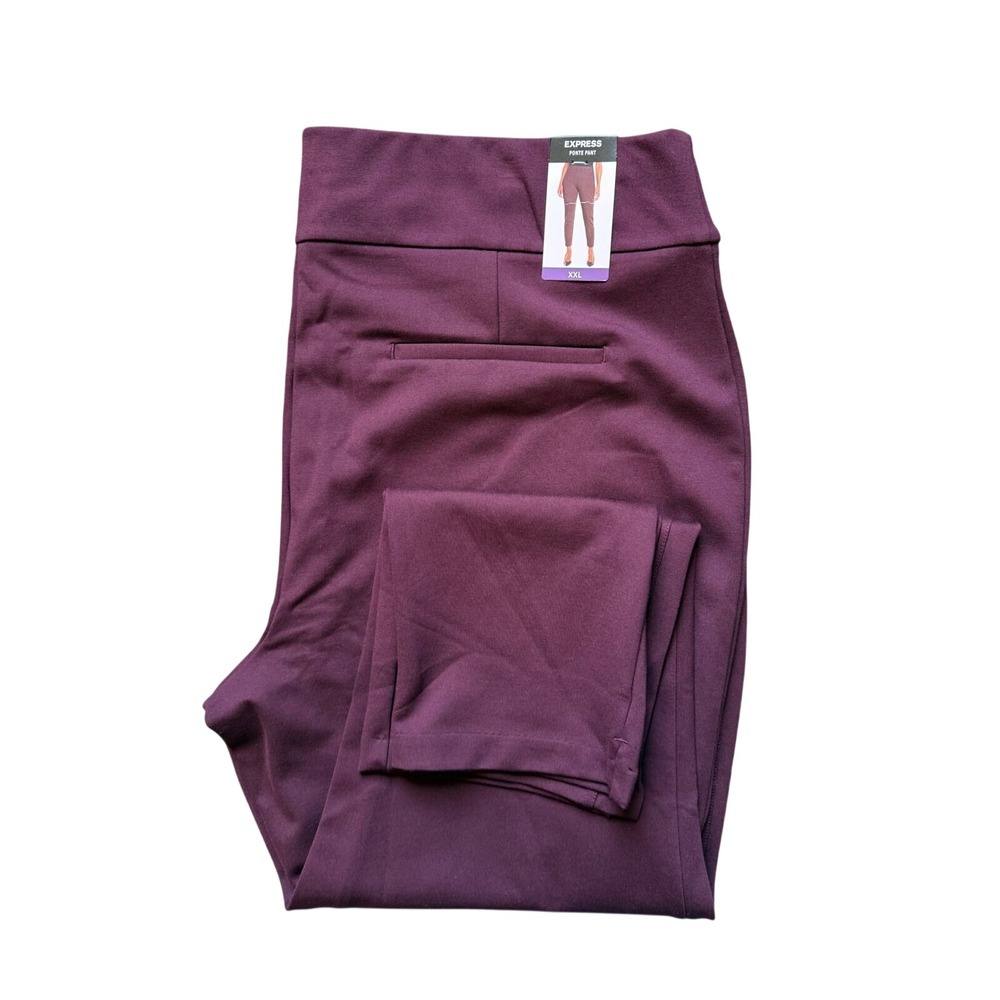 Express Ponte Pant Burgundy Pull On Stretch Trousers XXL EX010047 NWT